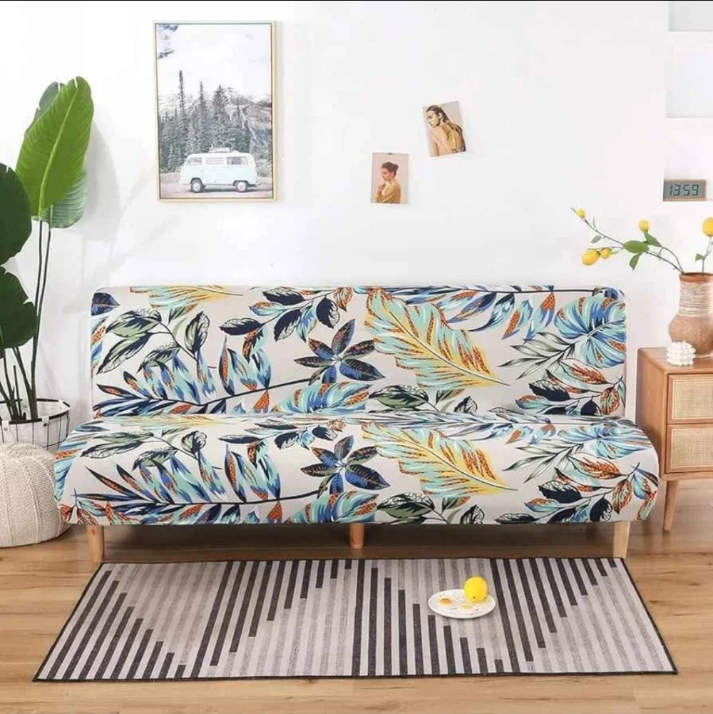Floral Leaf Pattern Sofa Cover For Like IKEA Size Futon